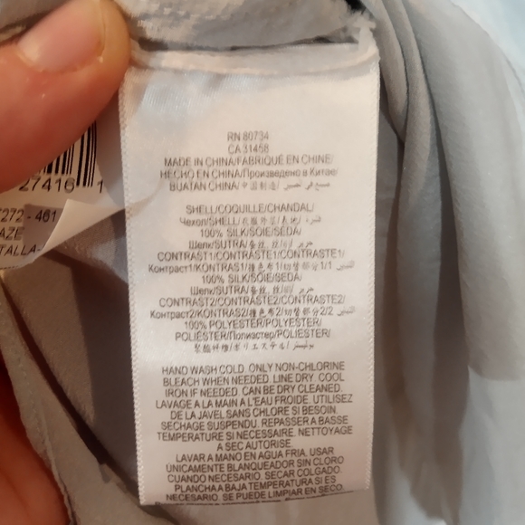 BCBGMaxazria Marissa 100% silk grey blouse size M - Picture 10 of 11